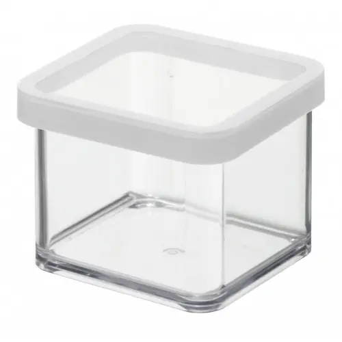 Boîte ROTHO plastique, l.10 x P.10 x H.7.2 cm, 0.5 l, transparent / blanc – ROTHO Usine Directe