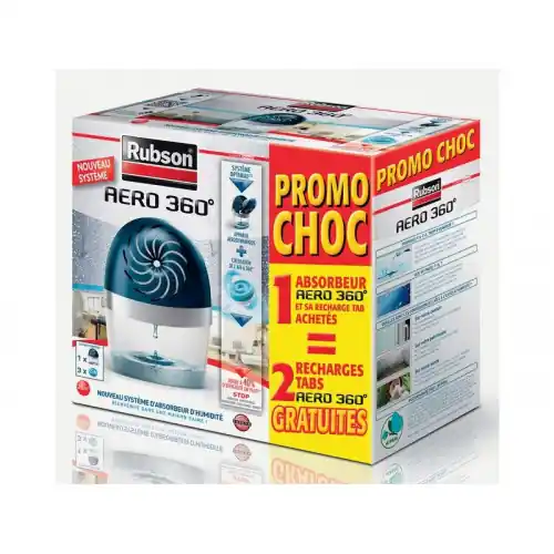 Absorbeur D‘Humidite Aero360 + 3 Tabs Dont 2 Gratuites, 20 M² – RUBSON Nouvelle Collection