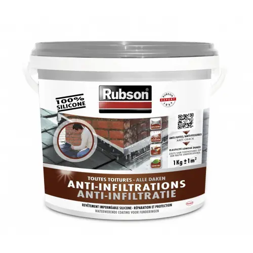 Revêtement liquide Stop fuite toiture plate et inclinée, RUBSON gris 1 kg - RUBSON Usine Directe