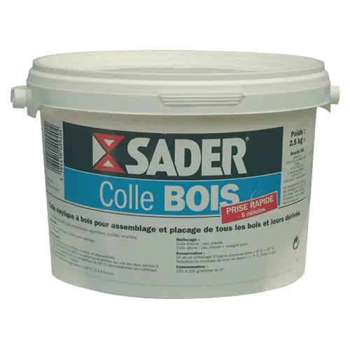 Colle à bois prise rapide – seau 2,5 Kg – Sader Promotion