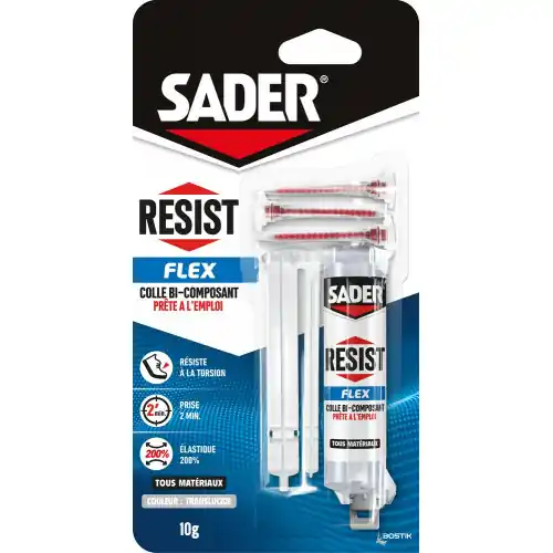 Colle de reparation epoxy bi-composant sader resist flex seringue 10g – Sader Offre Spéciale