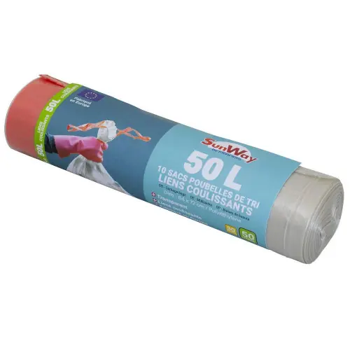 10 sacs poubelle de tri transparents lien coulissant 50 litres – Sans marque Retour Gratuit