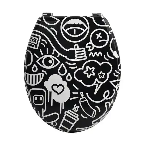 Soldes Abattant wc mdf sans fonction decor steeve noir msv - Sans marque