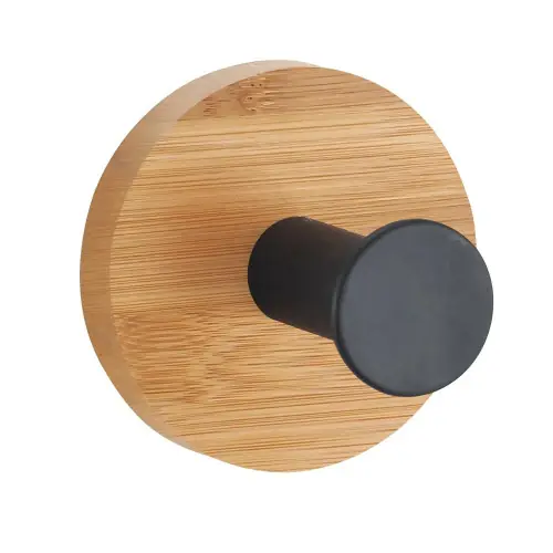Acheter En Ligne Crochet pour salle de bains à coller simple, MSV Yono, noir bambou - Sans marque