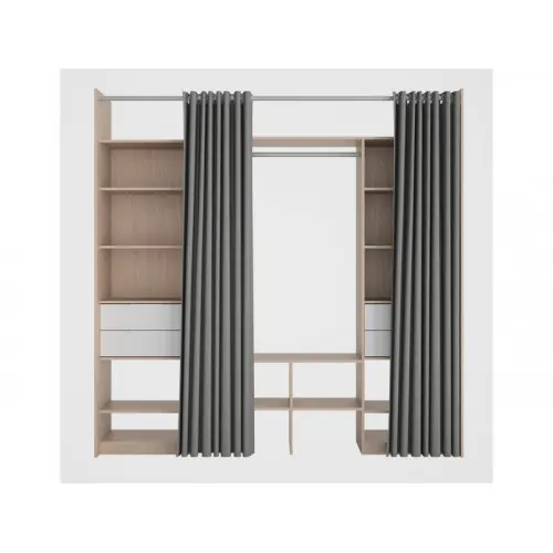Populaire Kit dressing duo effet chêne avec rideau H.220 x l.163 à 220 x P.48 cm - Sans marque