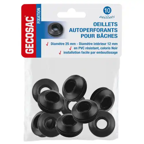 Acheter Direct Lot de 10 oeillets autoperforants pour bâches, auto-bloquant. – Sans marque