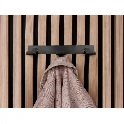 Porte manteau métal noir 3 crochets compatible panneaux tasseaux, l.21.5 cm - Sans marque Haute Qualité