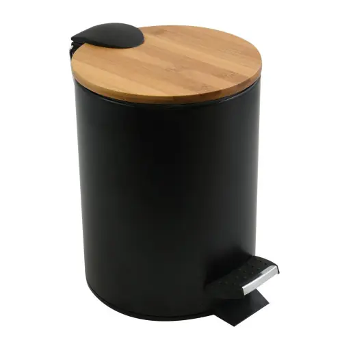 Usine Directe Poubelle de salle de bains SPIRELLA Adonis 3 litres noir bois - Sans marque