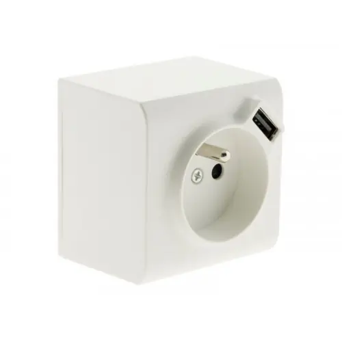 Achat Immédiat Prise avec terre et prise chargeur usb saillie, complet Besto, blanc – Sans marque
