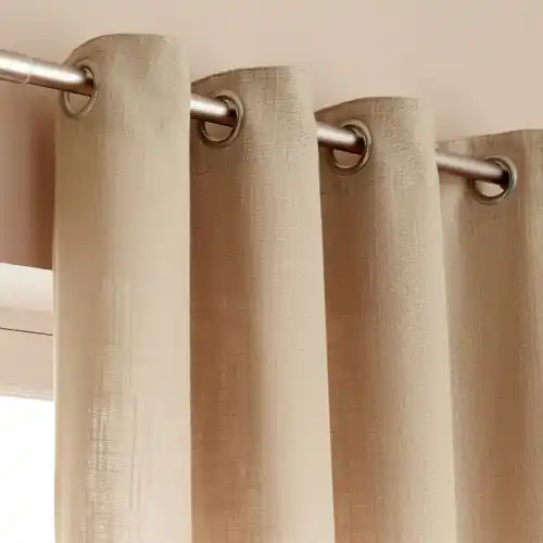 Rideau tamisant, Joey, l.140 x H.250 cm, coton beige - Sans marque Nouveauté