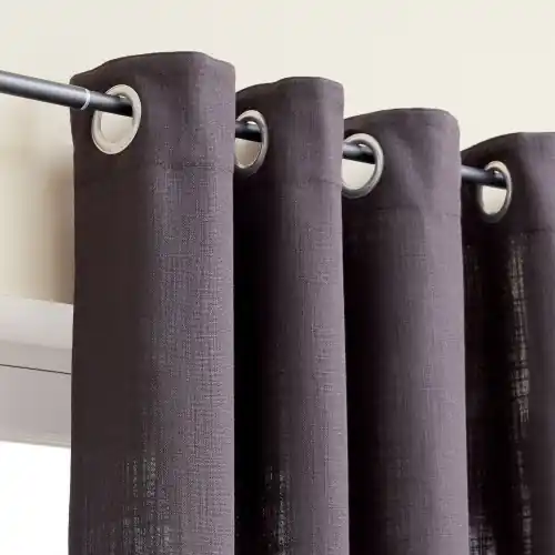 Produit De Marque Rideau tamisant, Joey, l.140 x H.250 cm, coton noir - Sans marque