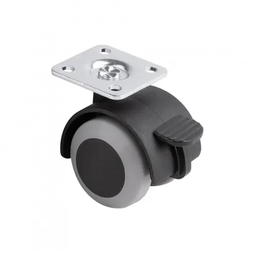 Roulette de meuble a bande souple O40mm avec platine et frein gris - Sans marque Super Prix