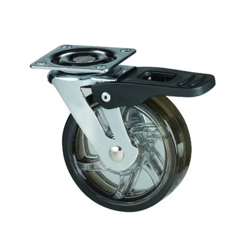 Roulette de meuble TOP diametre 75mm transparent foncé avec frein - Sans marque Prix Cassé