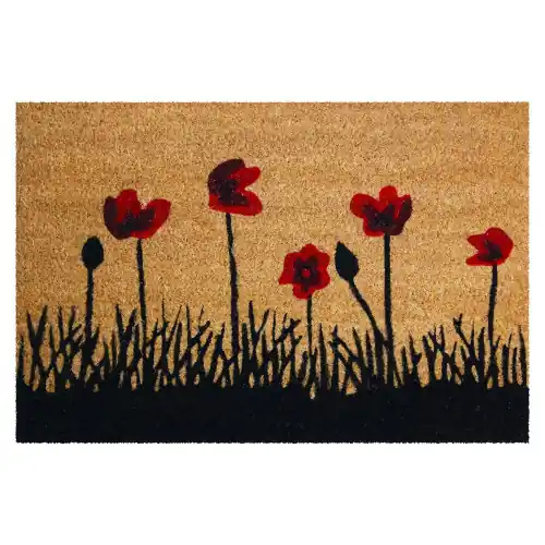 Acheter En Ligne Tapis coco naturel coquelicot, 40 x 60 cm - Sans marque