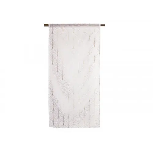 Prix Réduit Vitrage transparent Tamara blanc et dore l. 90 x H. 210 cm - Sans marque