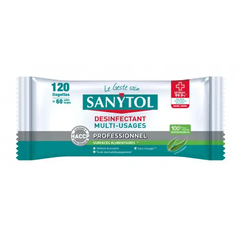 Désinfectant SANYTOL 120 lingettes - SANYTOL Prix Choc