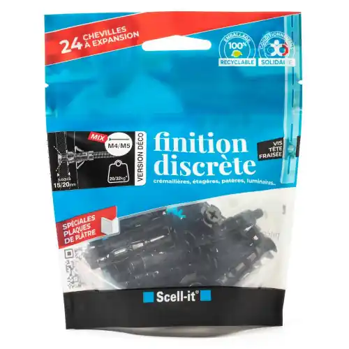 Lot de 24 chevilles et vis à expansion SCELL-IT, Diam.4 et 5 x L.37 mm – SCELL-IT Prix Cassé