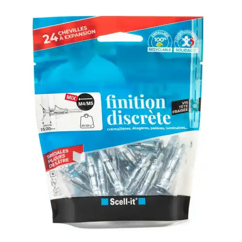 Lot de 24 chevilles et vis à expansion SCELL-IT, Diam.4 et 5 x L.37 mm – SCELL-IT Quantité Limitée