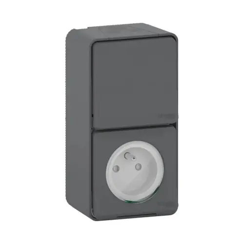 Interrupteur va-et-vient avec prise terre étanche gris anthracite - SCHNEIDER ELECTRIC Seulement Aujourd'hui