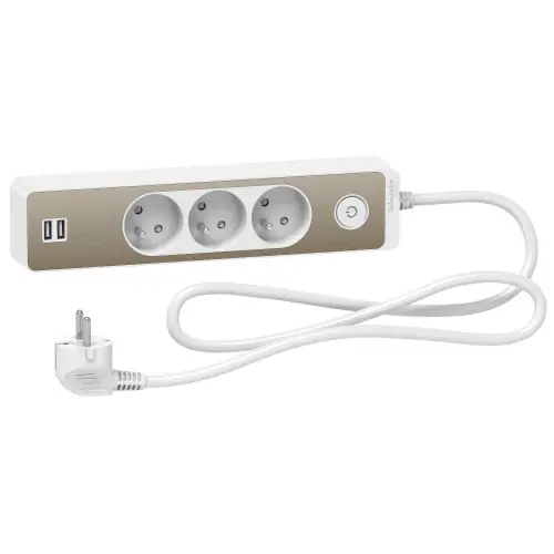 Retour Gratuit Multiprise filaire 3 prises + 2 usb 1.5m, SCHNEIDER ELECTRIC, blanc / bronze – SCHNEIDER ELECTRIC