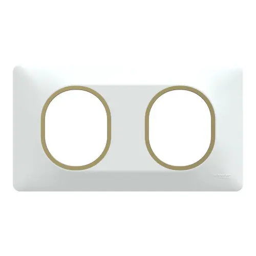 Plaque double Ovalis, SCHNEIDER ELECTRIC, blanc bague effet laiton - SCHNEIDER ELECTRIC Livraison Express