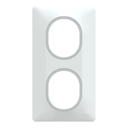 Plaque double verticale Ovalis, SCHNEIDER ELECTRIC, blanc bague argent chrome - SCHNEIDER ELECTRIC Soldes