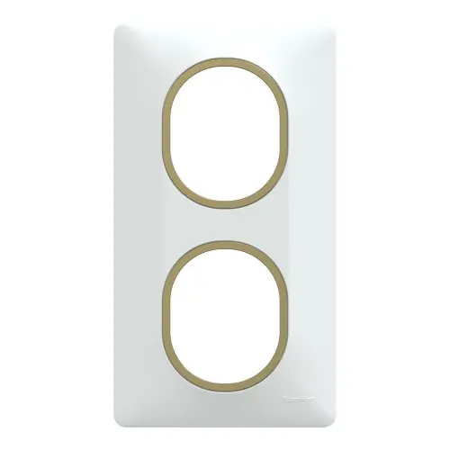 Plaque double verticale Ovalis, SCHNEIDER ELECTRIC, blanc bague effet laiton - SCHNEIDER ELECTRIC Marque