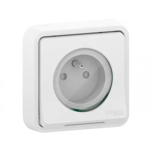 Prise avec terre étanche complet Mureva Styl, SCHNEIDER ELECTRIC, blanc - SCHNEIDER ELECTRIC Promotion