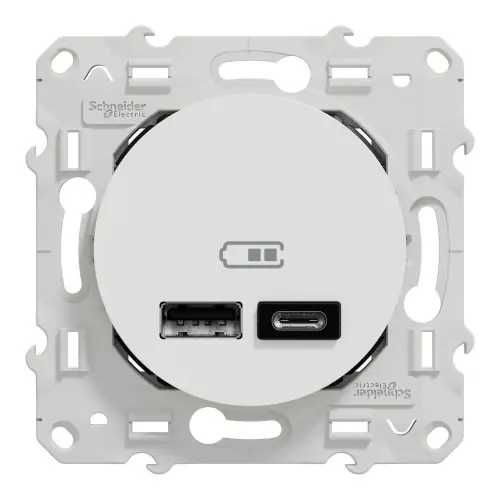 Prise chargeur double usb A+C 12W à assembler Odace, SCHNEIDER ELECTRIC, blanc - SCHNEIDER ELECTRIC Super Prix