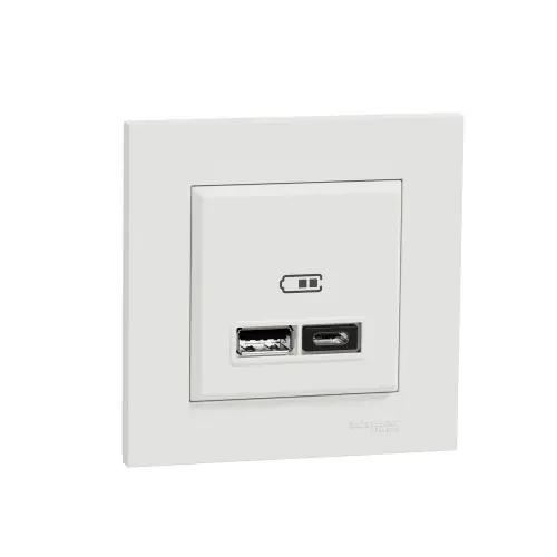 Prise chargeur double usb A+C complet Miluz, SCHNEIDER ELECTRIC, blanc – SCHNEIDER ELECTRIC Commande En Gros