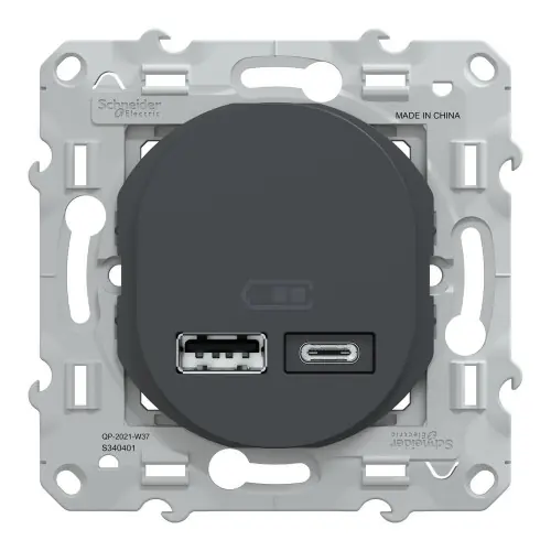 Prise chargeur usb A+C 12W à assembler Ovalis, SCHNEIDER ELECTRIC, anthracite – SCHNEIDER ELECTRIC Nouvel Arrivage