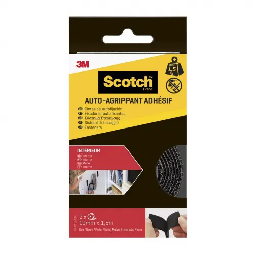 2 rubans agrippant adhésifs noir intérieur SCOTCH L.150 x l.19 mm – SCOTCH Offre Du Jour