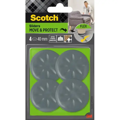 Lot de 4 patins de pied de meuble en polypropylène adhésif SCOTCH Diam. 40 mm – SCOTCH Usine Directe