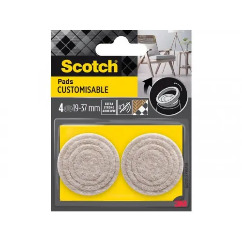 Lot de 4 patins feutre customisable prédécoupés, SCOTCH, 37 31 25 et 19 mm, beige – SCOTCH Prix Choc