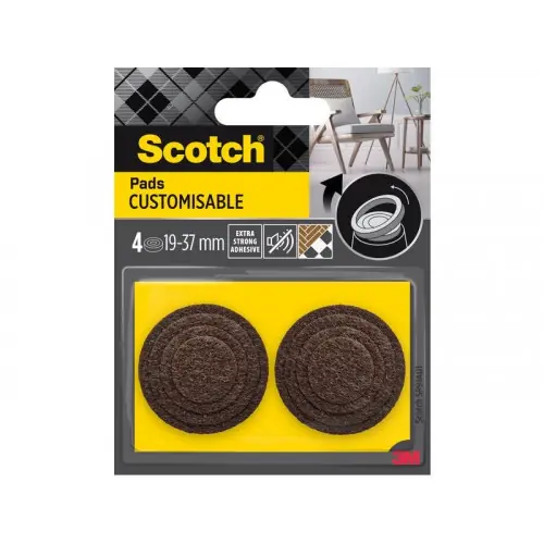 Lot de 4 patins feutre customisable prédécoupés, SCOTCH, 37 31 25 et 19 mm, marron - SCOTCH Populaire