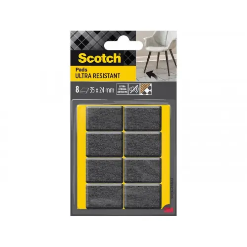 Lot de 8 patins feutre adhésif, SCOTCH, 35 x 24 mm, gris – SCOTCH Offre Spéciale