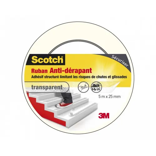 Ruban antidérapant de SCOTCH, une face L.5 m x l.25 mm transparent – SCOTCH Certifié