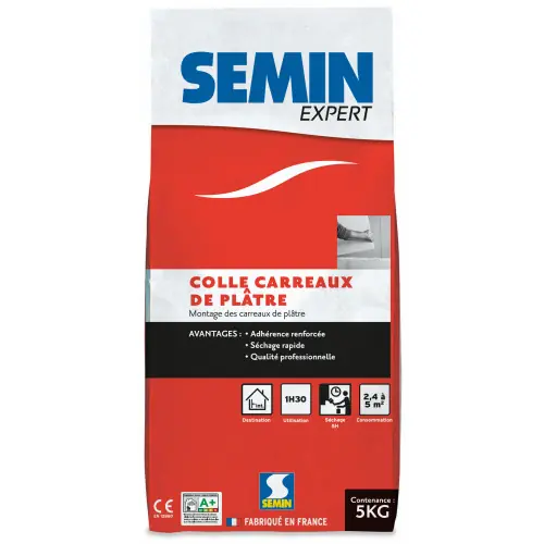 Colle pour carreaux de plâtre SEMIN, 5 kg – SEMIN Solde