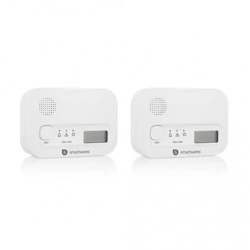 Offre Exclusive Lot de 2 détecteurs de monoxyde de carbone Smartwares FGA-13042 – Capteur 10 ans – Bouton de test – 85 dB – SMARTWARES