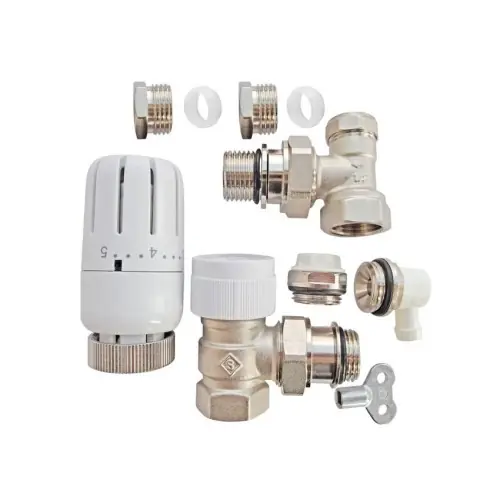 Kit thermostatique T301 équerre universel complet D14 en laiton blanc – SOMATHERM FOR YOU Dernière Chance