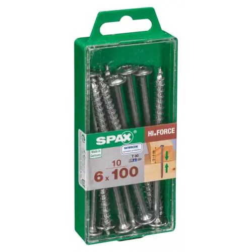 Dernier Modèle Lot de 10 vis acier tête fraisée bombée torx SPAX, Diam.6 mm x L.100 mm – SPAX