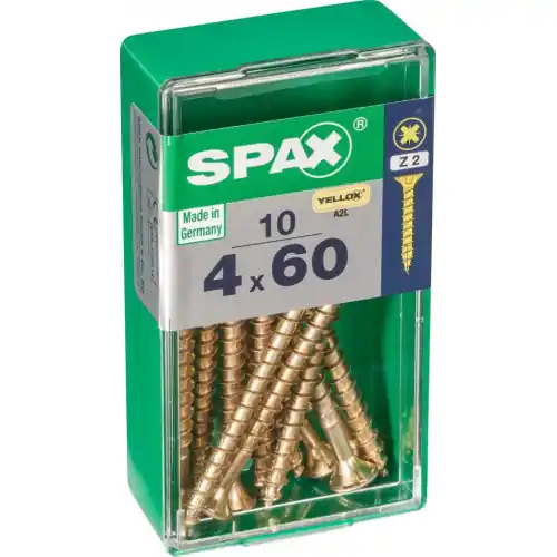 Usine Directe Lot de 10 vis acier tête fraisée pozidriv SPAX, Diam.4 mm x L.60 mm – SPAX