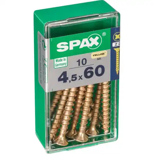 Achat Immédiat Lot de 10 vis acier tête fraisée SPAX, Diam.4.5 mm x L.60 mm – SPAX