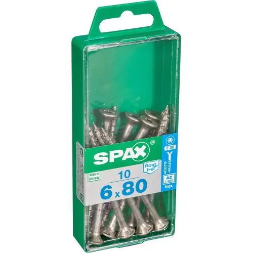 Lot De 10 Vis Inox Tête Fraisée Torx Spax, Diam.6 Mm X L.80 Mm – SPAX Achat Immédiat