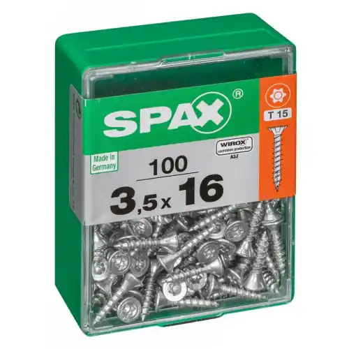 Lot de 100 vis acier tête autofraisée plate SPAX, Diam.3.5 mm x L.16 mm – SPAX Satisfait Ou Remboursé