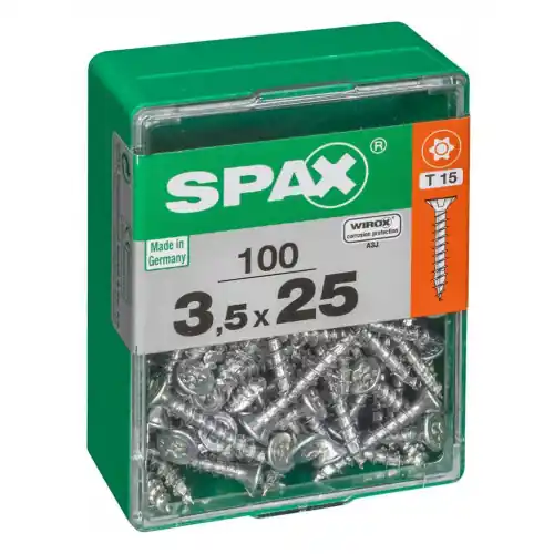 Seulement Aujourd&rsquo;hui Lot de 100 vis acier tête autofraisée plate SPAX, Diam.3.5 mm x L.25 mm – SPAX