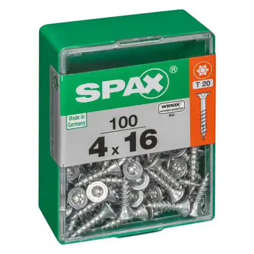 Lot de 100 vis acier tête autofraisée plate SPAX, Diam.4 mm x L.16 mm – SPAX Solde