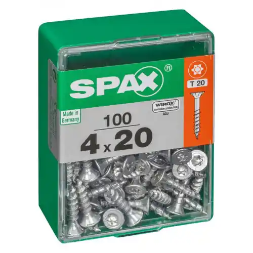 Lot de 100 vis acier tête autofraisée plate SPAX, Diam.4 mm x L.20 mm – SPAX Solde