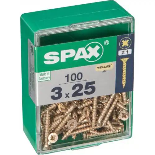 Lot de 100 vis acier tête fraisée pozidriv SPAX, Diam.3 mm x L.25 mm – SPAX Expédié Aujourd&rsquo;hui