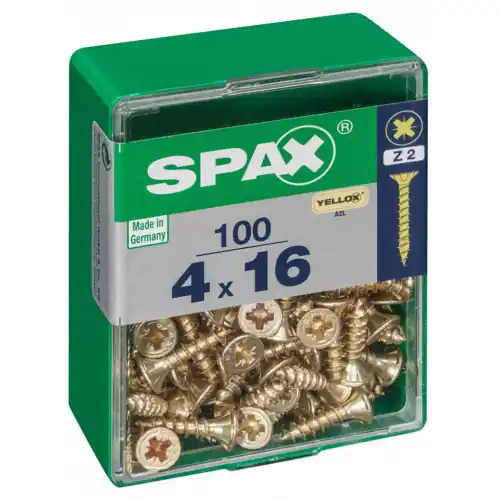 Dernière Chance Lot de 100 vis acier tête fraisée pozidriv SPAX, Diam.4 mm x L.16 mm – SPAX